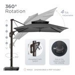 10' x 13' Heavy Duty Patio Umbrella with Rotation
