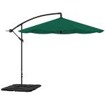 10 Ft Offset Patio Umbrella with Base - Hunter Green