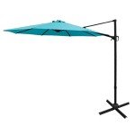 Aqua Blue 10 ft Offset Patio Umbrella with Base