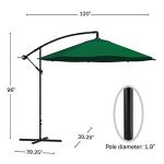 10 Ft Offset Patio Umbrella with Base - Hunter Green