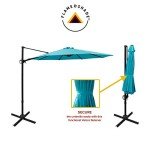 Aqua Blue 10 ft Offset Patio Umbrella with Base