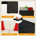 5-Piece Rattan Outdoor Sofa Set with Pillows