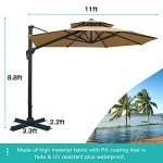 Sunnyglade 11FT Cantilever Patio Umbrella - Tan