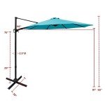 Aqua Blue 10 ft Offset Patio Umbrella with Base