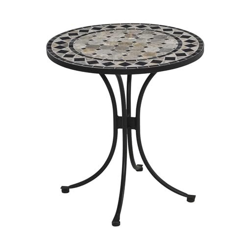 Small Outdoor Bistro Table with Marble Tile Top