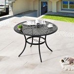 42.1" Round Outdoor Dining Table with Umbrella Hole