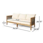Burchett Teak Sofa Set in Brown and Beige
