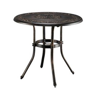 VINGLI 32" Round Outdoor Dining Table with Umbrella Hole