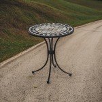 Small Outdoor Bistro Table with Marble Tile Top