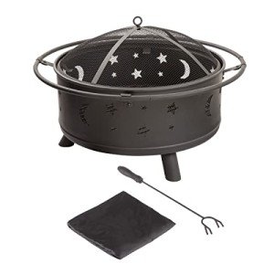 32-Inch Outdoor Wood Burning Fire Pit with Screen