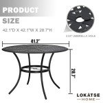 42.1" Round Outdoor Dining Table with Umbrella Hole