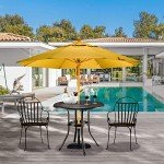 VINGLI 32" Round Outdoor Dining Table with Umbrella Hole