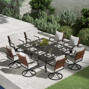 10-Piece Outdoor Dining Set with Swivel Chairs