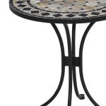 Small Outdoor Bistro Table with Marble Tile Top