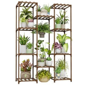 Tall Wood Plant Stand for Indoor and Outdoor Use