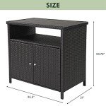 Dark Brown Wicker Outdoor Storage Cabinet