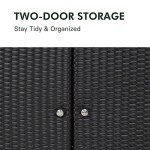 Dark Brown Wicker Outdoor Storage Cabinet