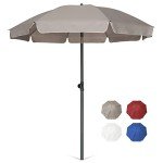 6.5 ft Beige Patio Market Umbrella with Tilt