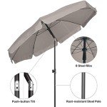 6.5 ft Beige Patio Market Umbrella with Tilt
