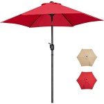 7.5FT Red Patio Umbrella with Tilt & Crank