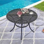 42.1" Round Outdoor Dining Table with Umbrella Hole
