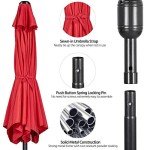7.5FT Red Patio Umbrella with Tilt & Crank