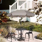 6.5 ft Beige Patio Market Umbrella with Tilt