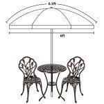6.5 ft Beige Patio Market Umbrella with Tilt