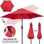 7.5FT Red Patio Umbrella with Tilt & Crank
