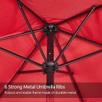 7.5FT Red Patio Umbrella with Tilt & Crank