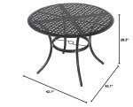 42.1" Round Outdoor Dining Table with Umbrella Hole