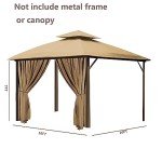 AONEAR 10' x 10' Gazebo Privacy Curtain, Khaki