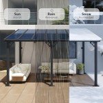 Aoxun 10'x14' Wall-Mounted Patio Gazebo