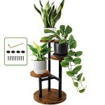 Tall 3-Tier Metal & Wood Plant Stand