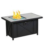 42" Rectangular Propane Fire Pit Table with Glass