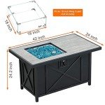42" Rectangular Propane Fire Pit Table with Glass