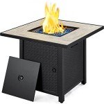 30" Square Propane Fire Pit Table with Glass