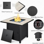 30" Square Propane Fire Pit Table with Glass