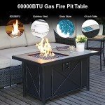 42" Rectangular Propane Fire Pit Table with Glass