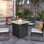 30" Square Propane Fire Pit Table with Glass