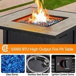 30" Square Propane Fire Pit Table with Glass