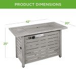 42" Rectangular Fire Pit Table with Cover - Gray