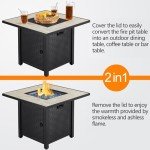 30" Square Propane Fire Pit Table with Glass