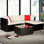 5-Piece Rattan Outdoor Sofa Set with Pillows