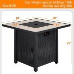 30" Square Propane Fire Pit Table with Glass
