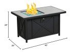 42" Rectangular Propane Fire Pit Table with Glass