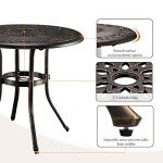 VINGLI 32" Round Outdoor Dining Table with Umbrella Hole