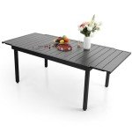 Expandable Black Patio Dining Table for 6-8