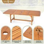 Expandable Acacia Wood Patio Dining Table for 6-8