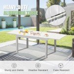 Domi Adjustable Aluminum Patio Dining Table - Ivory White